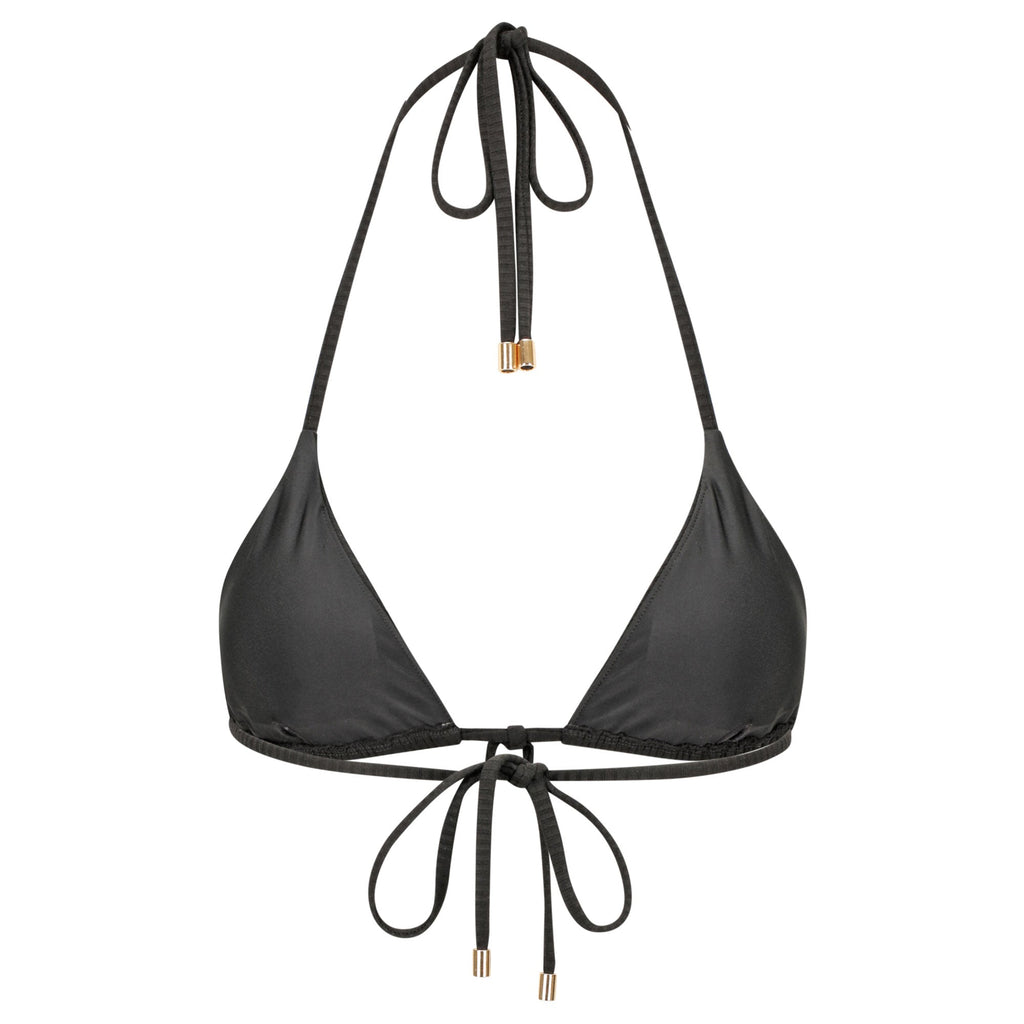 Triangle Bikini Top-Ribbed Black-2