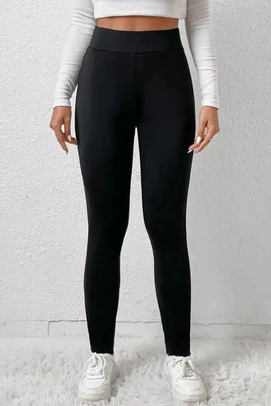Black Fleece Lining Leggings - High Waist