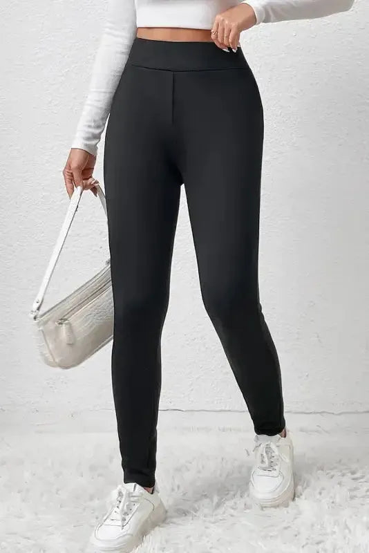 Black Fleece Lining Leggings - High Waist