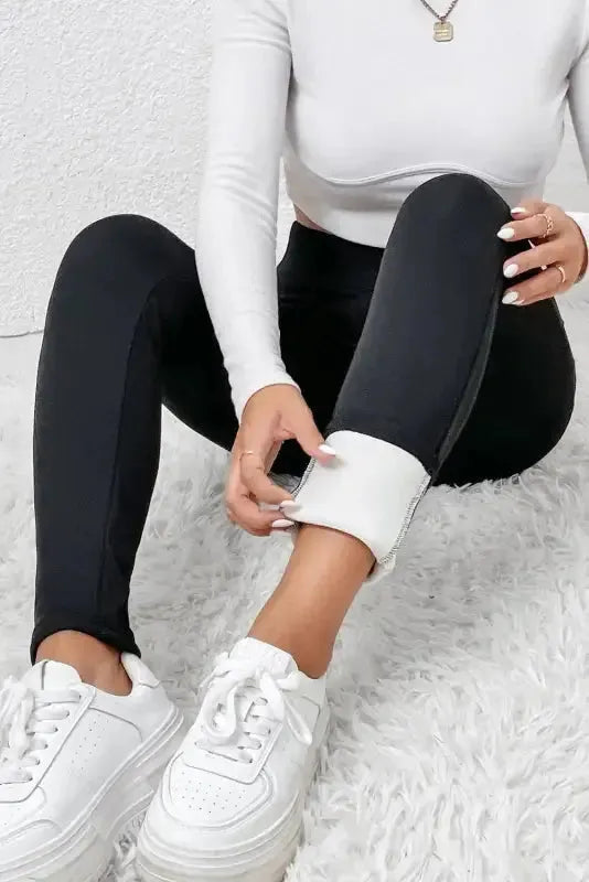 Black Fleece Lining Leggings - High Waist