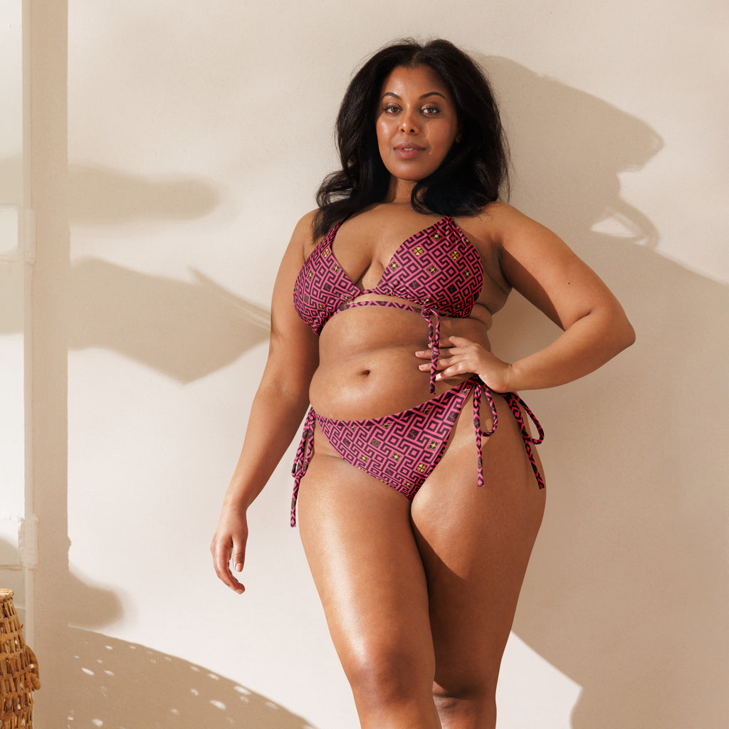 Dark Pink  recycled string bikini set