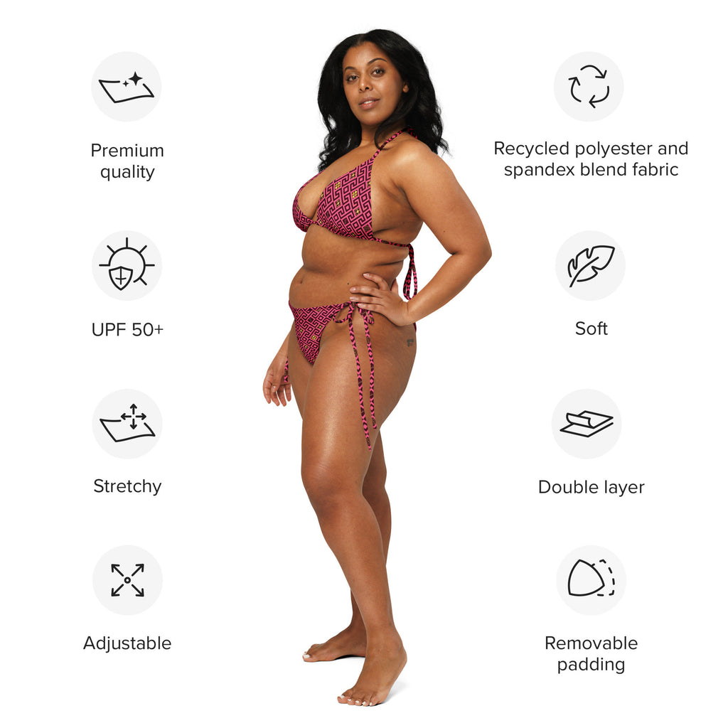 Dark Pink  recycled string bikini set