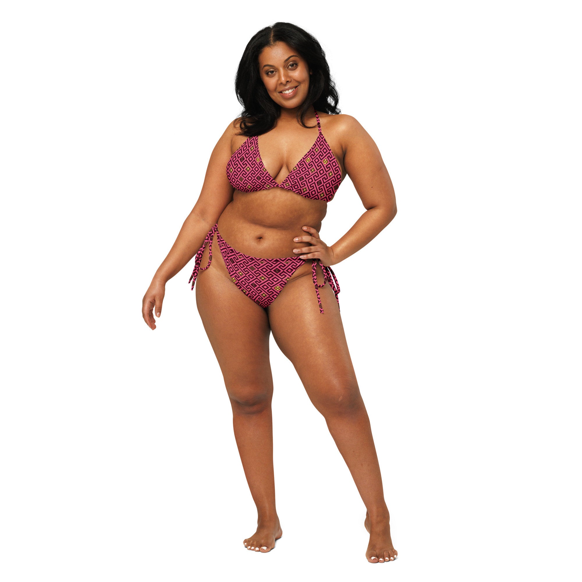 Dark Pink  recycled string bikini set
