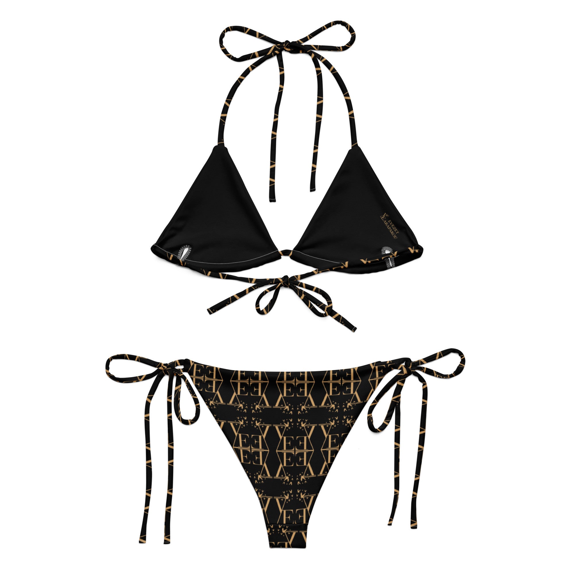 Black recycled string bikini set