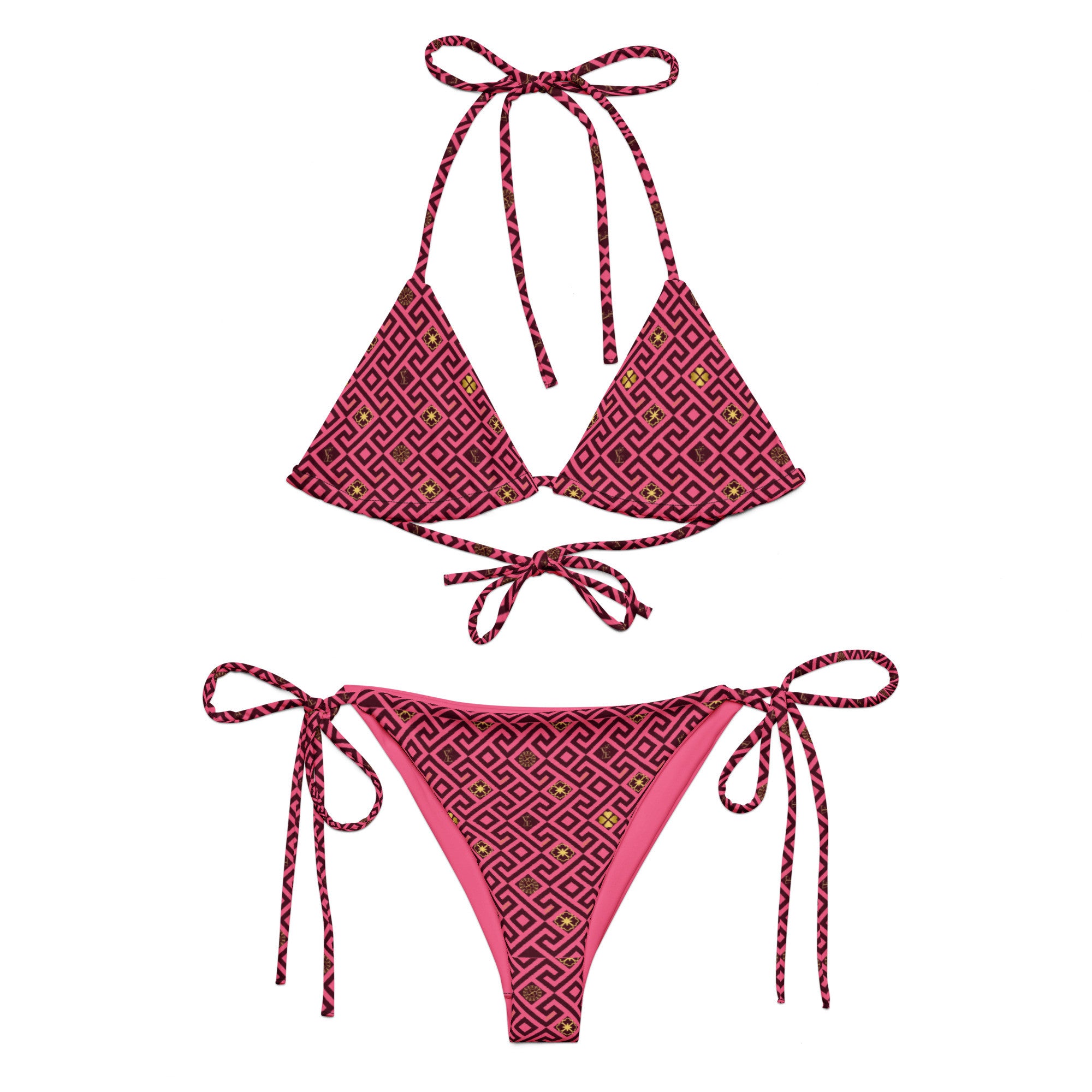 Dark Pink  recycled string bikini set