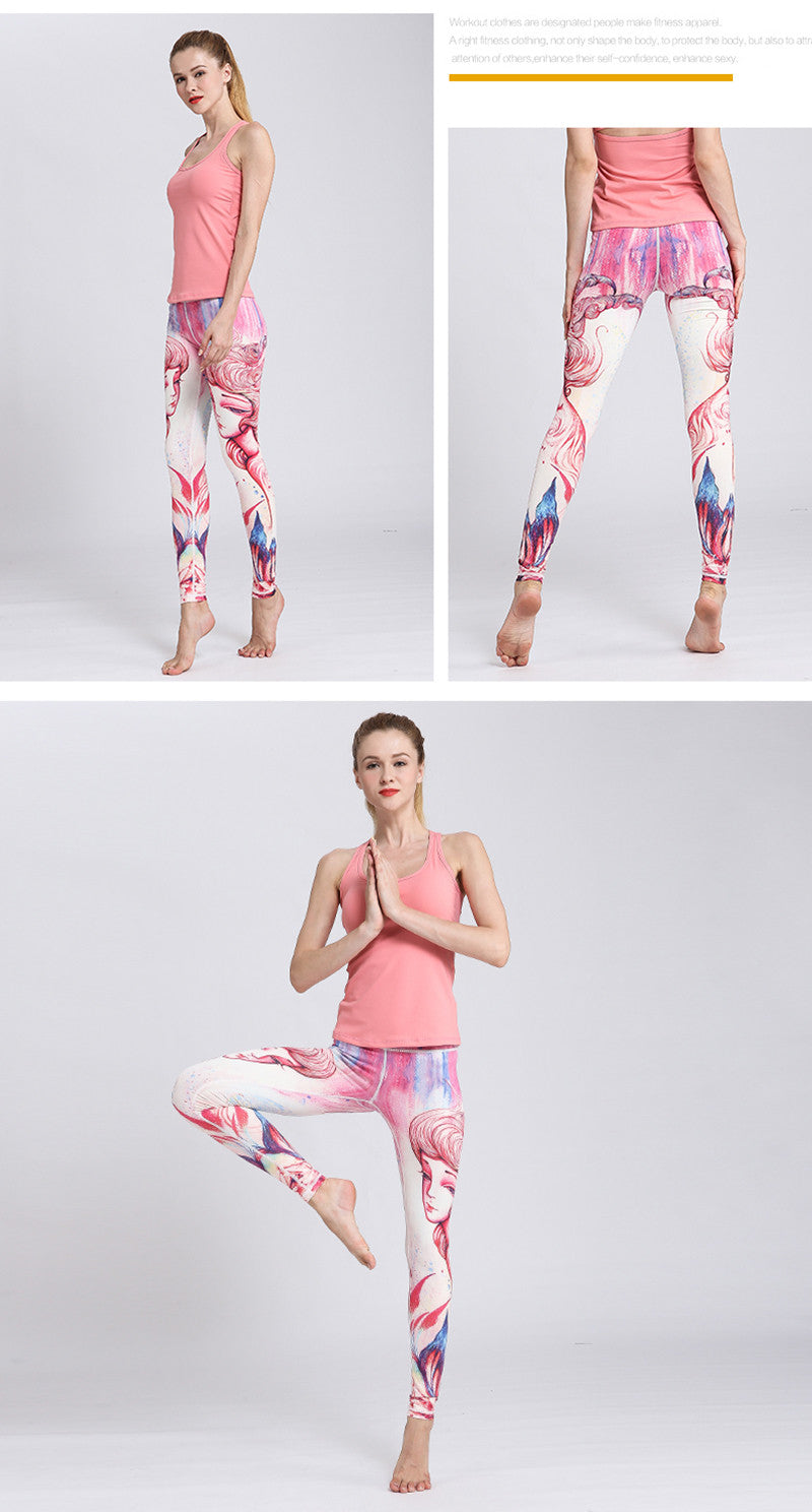 Women Fitness Yoga Pants The Zodiac Print Sport Tights Slim High waist-3