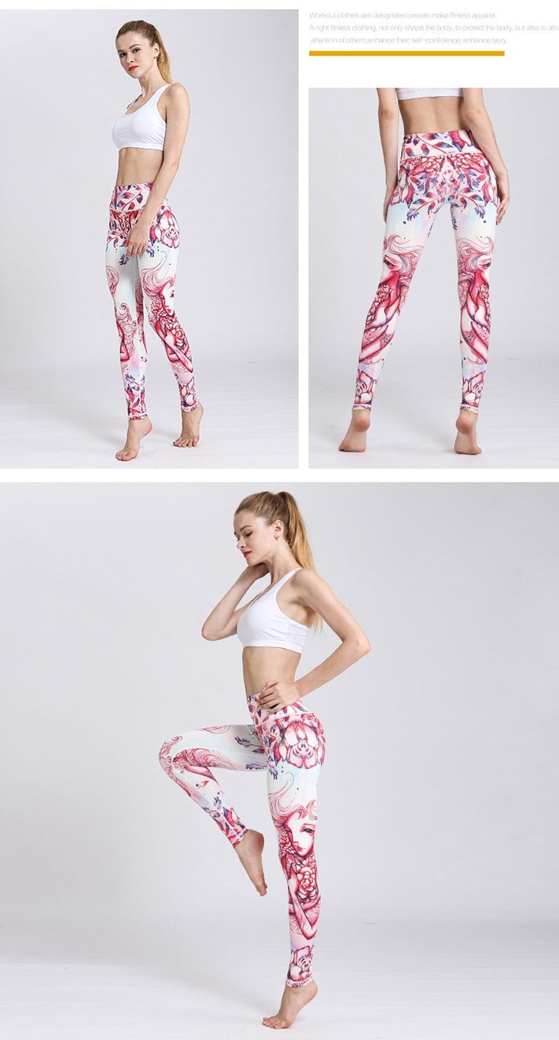 Women Fitness Yoga Pants The Zodiac Print Sport Tights Slim High waist-4
