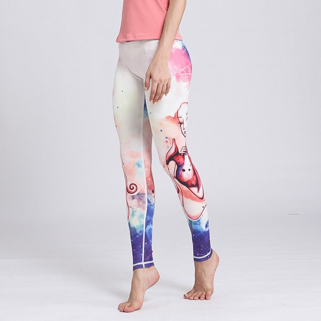 Women Fitness Yoga Pants The Zodiac Print Sport Tights Slim High waist-7
