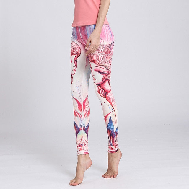 Women Fitness Yoga Pants The Zodiac Print Sport Tights Slim High waist-2