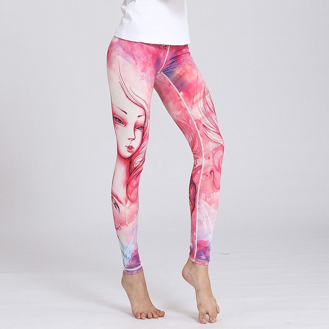 Women Fitness Yoga Pants The Zodiac Print Sport Tights Slim High waist-12
