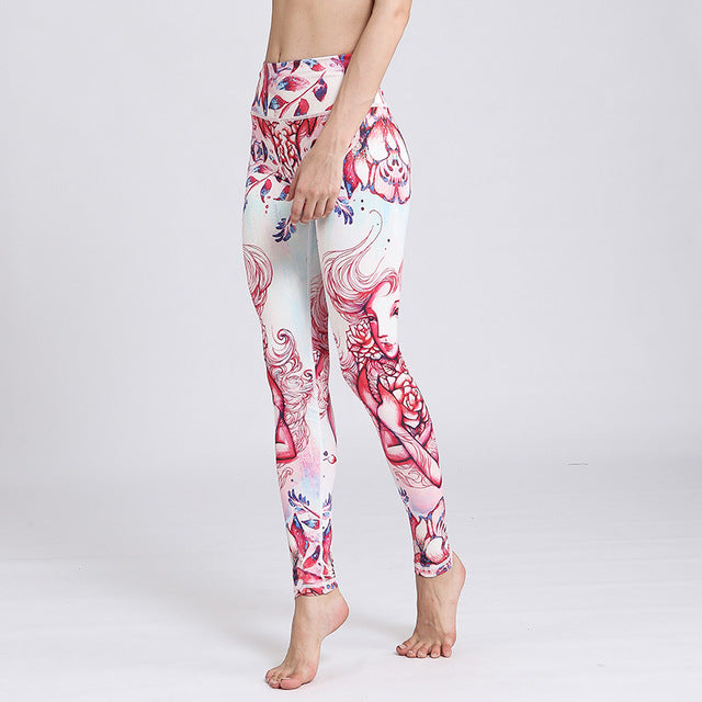Women Fitness Yoga Pants The Zodiac Print Sport Tights Slim High waist-8