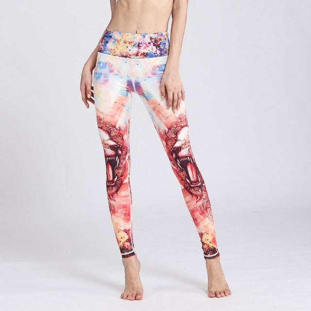 Women Fitness Yoga Pants The Zodiac Print Sport Tights Slim High waist-10
