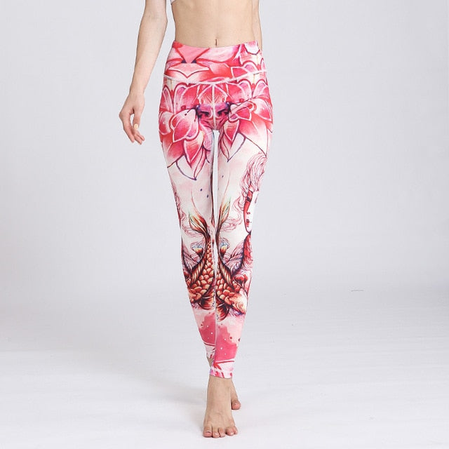 Women Fitness Yoga Pants The Zodiac Print Sport Tights Slim High waist-5