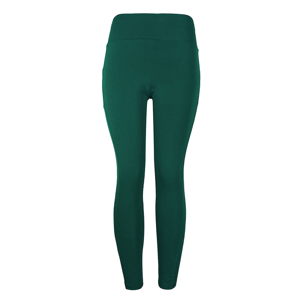 Solid Running Pants High Waist Fitness Yoga Pants With Pocket Tights Women Yoga Sport Trousers Training Workout leggings-3