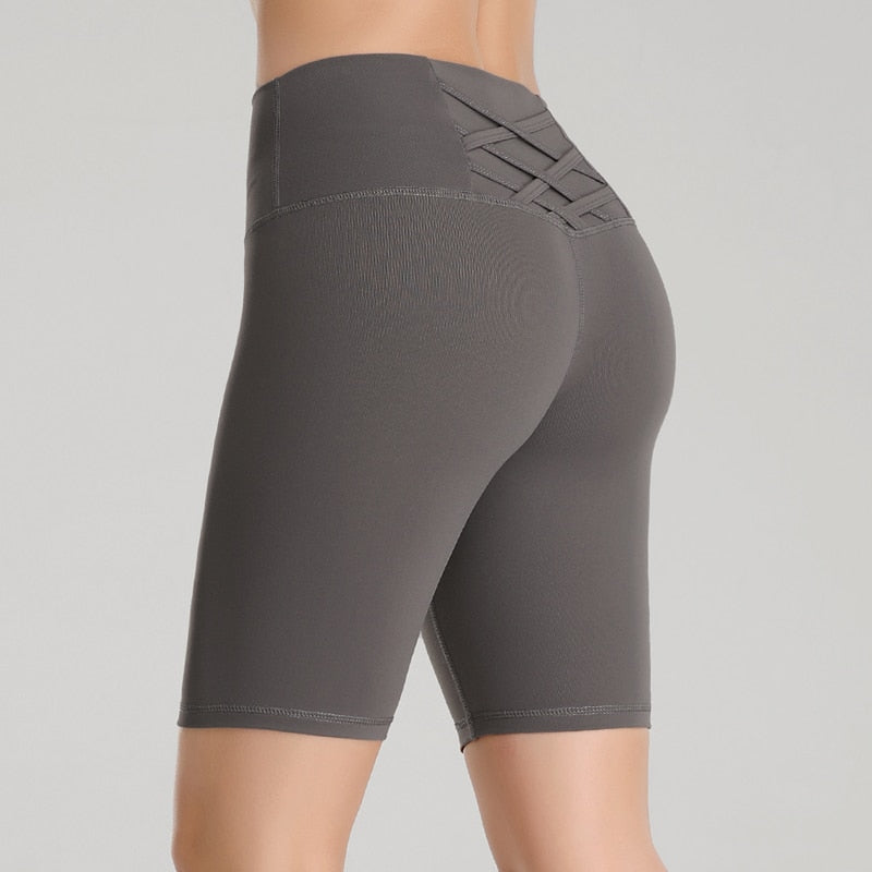 High Waist Sport Gym Yoga Shorts Women Quick Dry Workout Biker Shorts Fitness  Running Tights Seamless Trousers-11