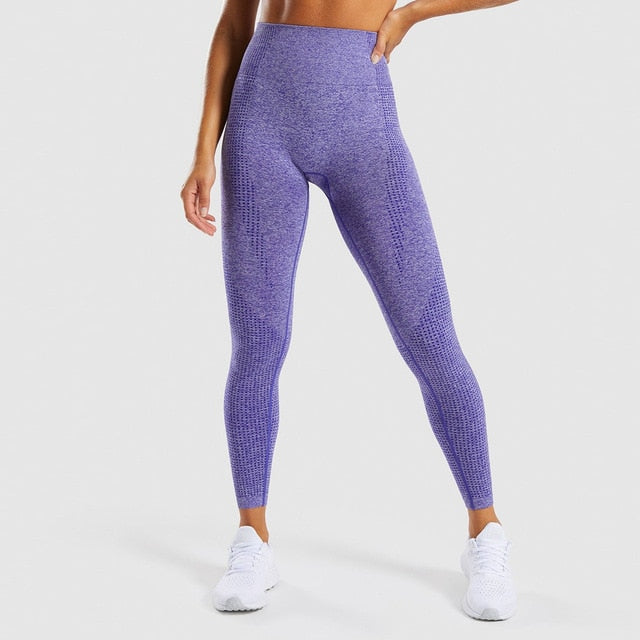 Solid High Waist Energy Seamless Yoga Leggings Women Workout Running Sport Pants Push Up Hip Fitness Gym Leggings Female Tights