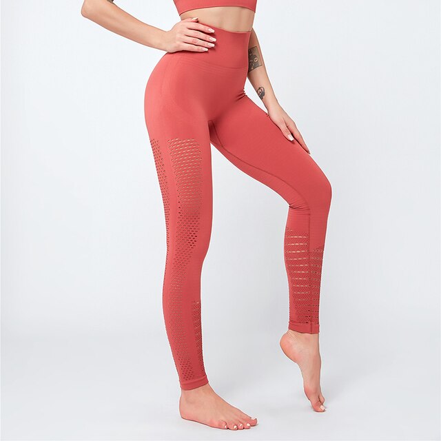 Sexy Hollow Out Seamless Sport Fitness Leggings Women Hip Enhancing Squat Proof Athletic Workout Gym Tights Yoga Pant-4