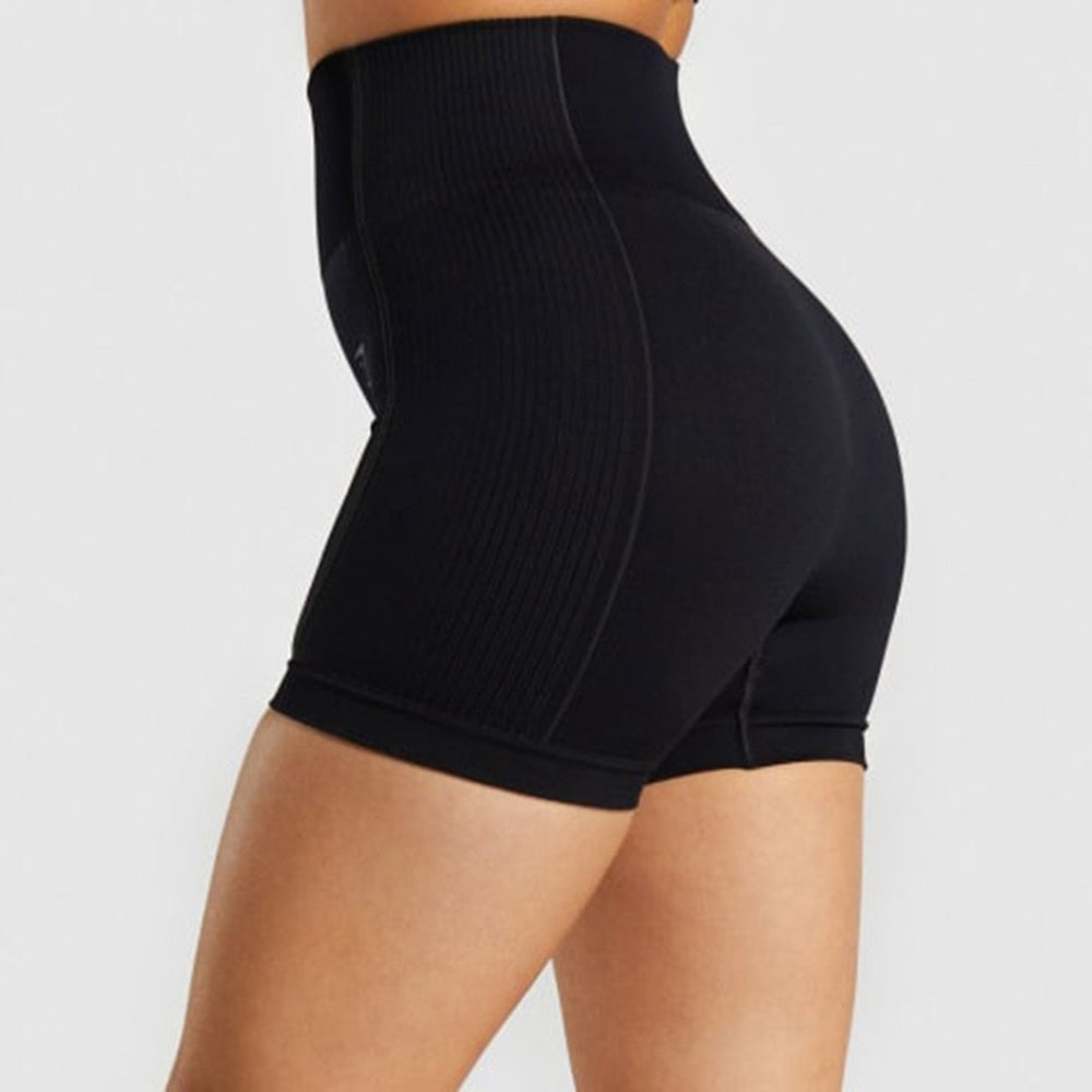 Seamless Yoga Shorts Women High Waist Fitness Workout Yoga Short Pants Push Up Hip High Elastic Sport Running Gym Shorts