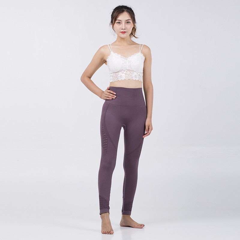 Seamless Shark Yoga Pants Women High Waist Stitching Hollow Sport Pants Female Running Training Fitness Gym Leggings Stretchy