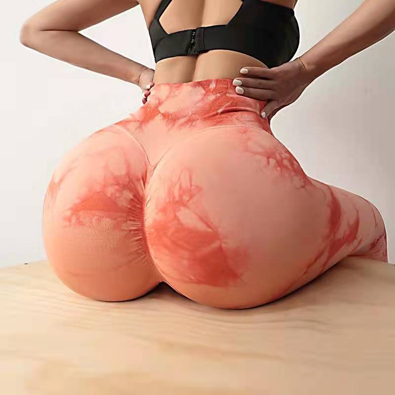 Tie Dye Print Yoga Leggings High Elastics High Waist Gym FItness Slim Pants Women Workout Push Up Running Sports Fashion Trouser