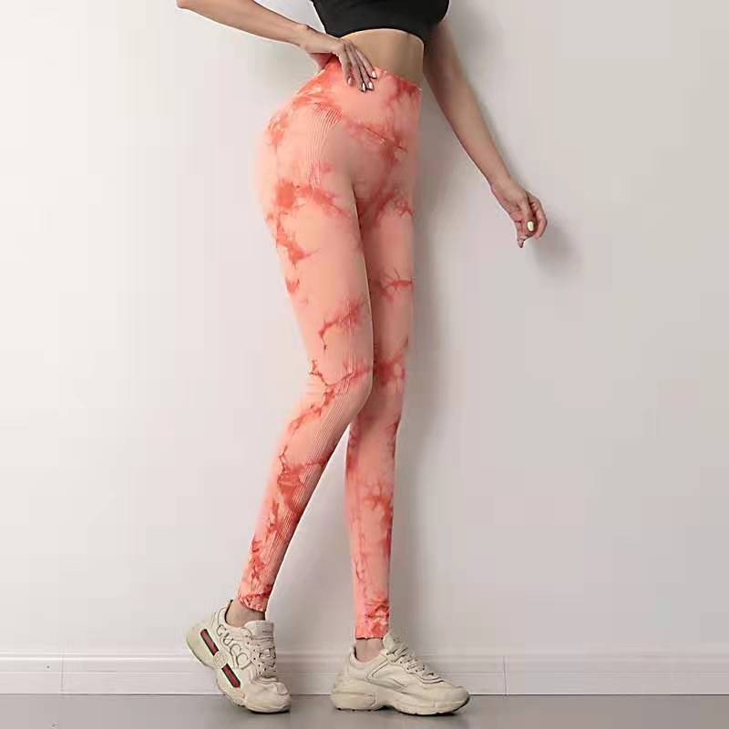 Tie Dye Print Yoga Leggings High Elastics High Waist Gym FItness Slim Pants Women Workout Push Up Running Sports Fashion Trouser
