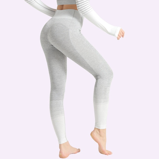 Seamless Women Yoga Set Long Sleeve Top Shirts High Waist Belly Control Sport Leggings Tights Gym Clothes Seamless Sport Suit-18