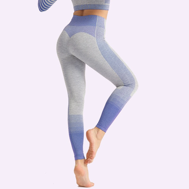 Seamless Women Yoga Set Long Sleeve Top Shirts High Waist Belly Control Sport Leggings Tights Gym Clothes Seamless Sport Suit-17