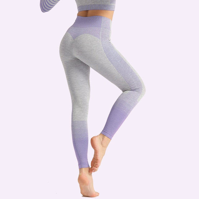 Seamless Women Yoga Set Long Sleeve Top Shirts High Waist Belly Control Sport Leggings Tights Gym Clothes Seamless Sport Suit-16
