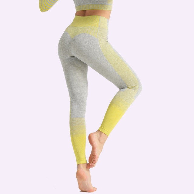 Seamless Women Yoga Set Long Sleeve Top Shirts High Waist Belly Control Sport Leggings Tights Gym Clothes Seamless Sport Suit-15