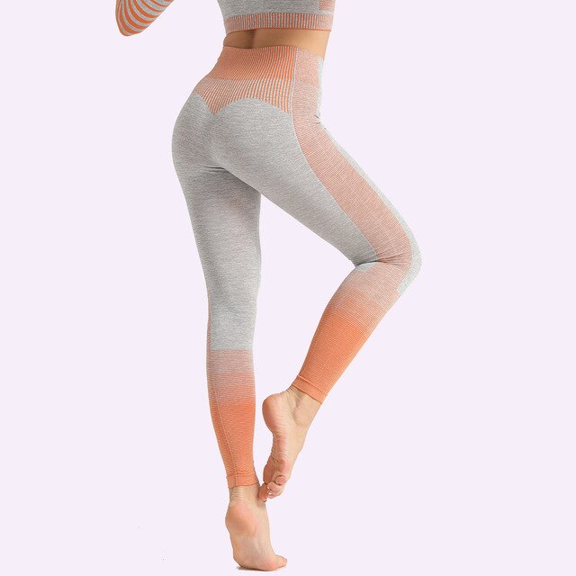 Seamless Women Yoga Set Long Sleeve Top Shirts High Waist Belly Control Sport Leggings Tights Gym Clothes Seamless Sport Suit-14