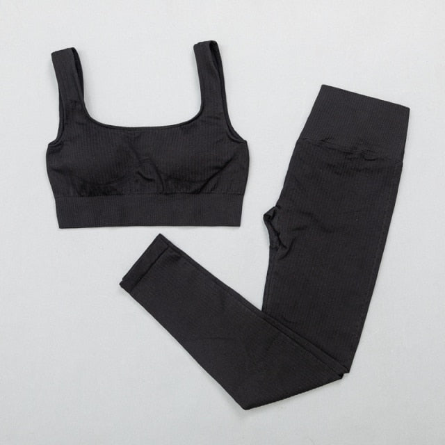 Women&#39;s sportswear High Waist Sports Bra+ Legging Gym Clothing Seamless Fitness Yoga Suit Stretchy Workout Set Padded Sport