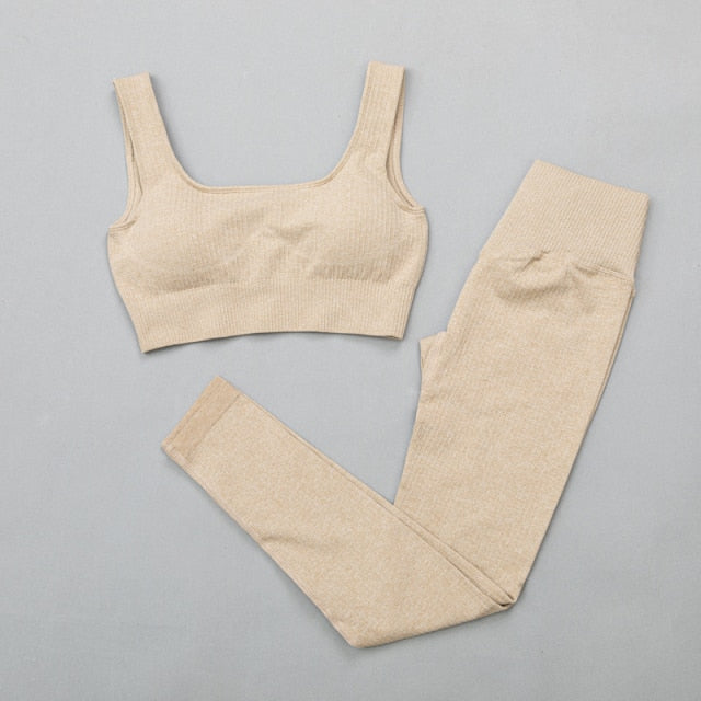 Women&#39;s sportswear High Waist Sports Bra+ Legging Gym Clothing Seamless Fitness Yoga Suit Stretchy Workout Set Padded Sport