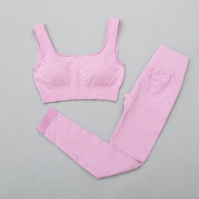 Women&#39;s sportswear High Waist Sports Bra+ Legging Gym Clothing Seamless Fitness Yoga Suit Stretchy Workout Set Padded Sport