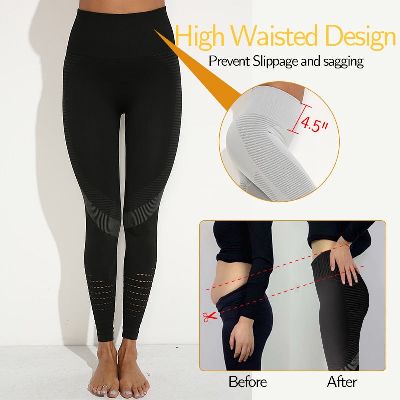 High Waist Fitness Leggings Push Up Women Exercise Workout Pants Gym Running Activewear Hollow Yoga Pants Sport Training Wear