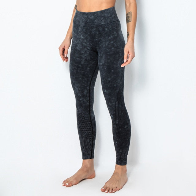 ACID WASH Seamless Workout Training Compression Tights Women High Waist Tummy Control Fitness Sport Legging Yoga Pants-6