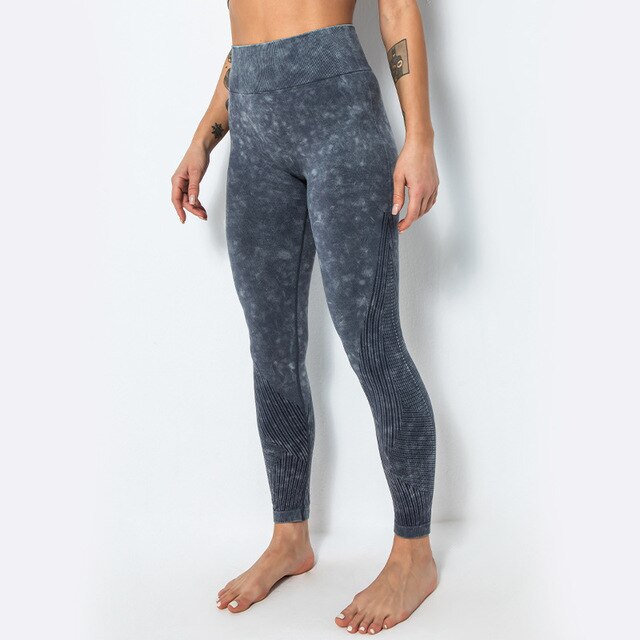 ACID WASH Seamless Workout Training Compression Tights Women High Waist Tummy Control Fitness Sport Legging Yoga Pants-5