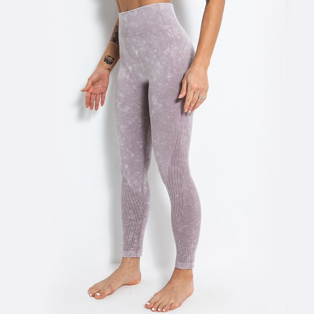 ACID WASH Seamless Workout Training Compression Tights Women High Waist Tummy Control Fitness Sport Legging Yoga Pants-3