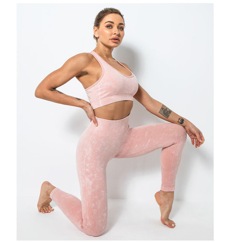 ACID WASH Seamless Workout Training Compression Tights Women High Waist Tummy Control Fitness Sport Legging Yoga Pants-0