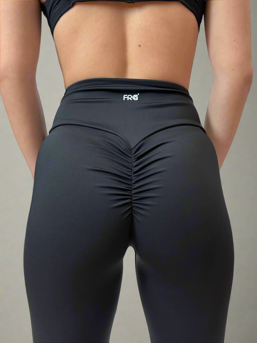 SIENNA-01 fekete, ráncolt fenekű sport leggings